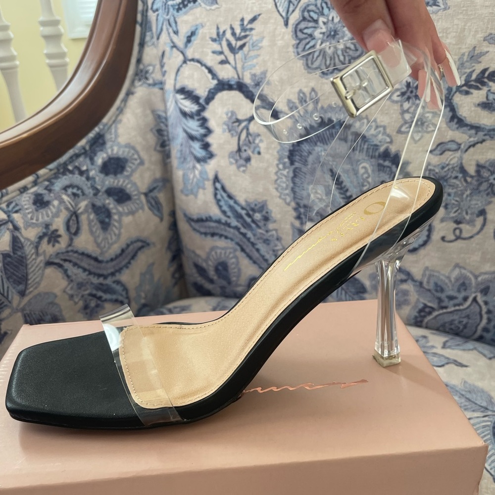 Black Clear Strap Heels